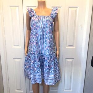 Simply Southern Womens Blue/Pink Pineapple Print Sleeveless Cotton Sun Dress
